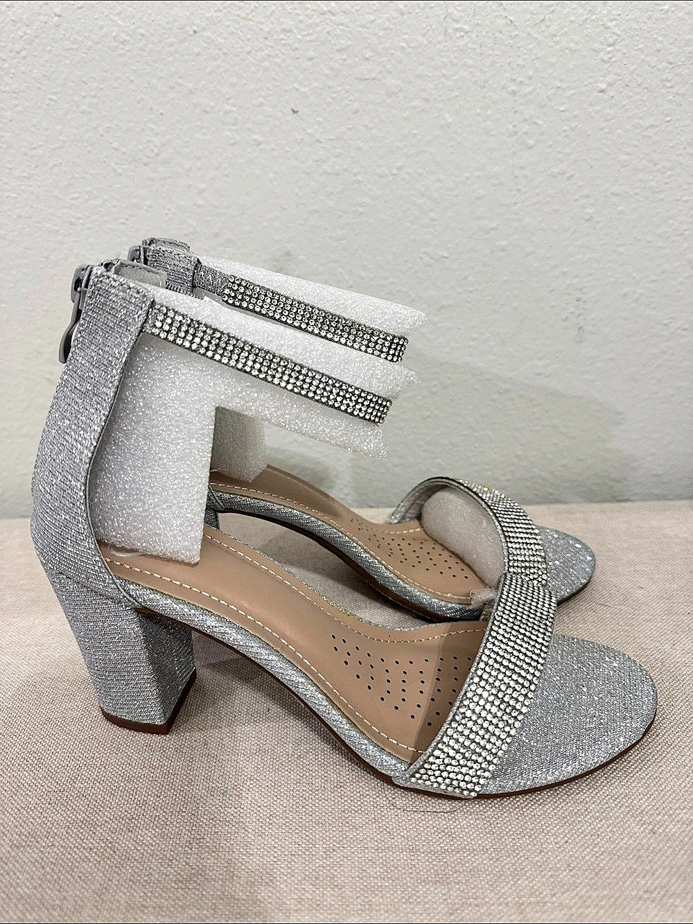 Windsor Sparkle Season Rhinestone Block Heels Silver